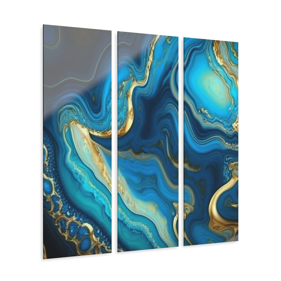 Acrylic Prints (Triptych)-Turquoise Agate Abstract Art