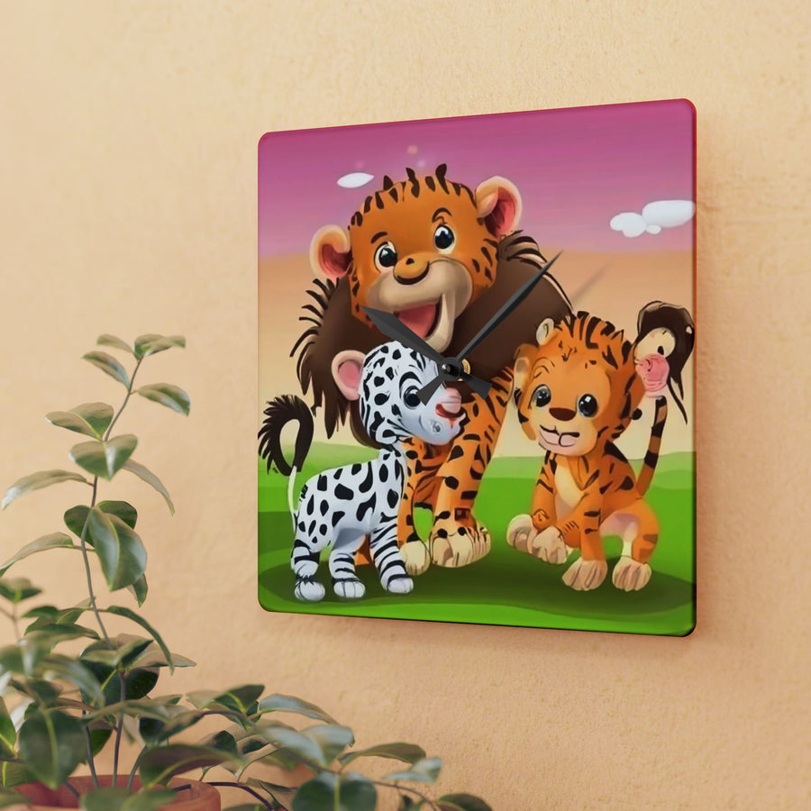 Acrylic Wall Clock- Children's animals