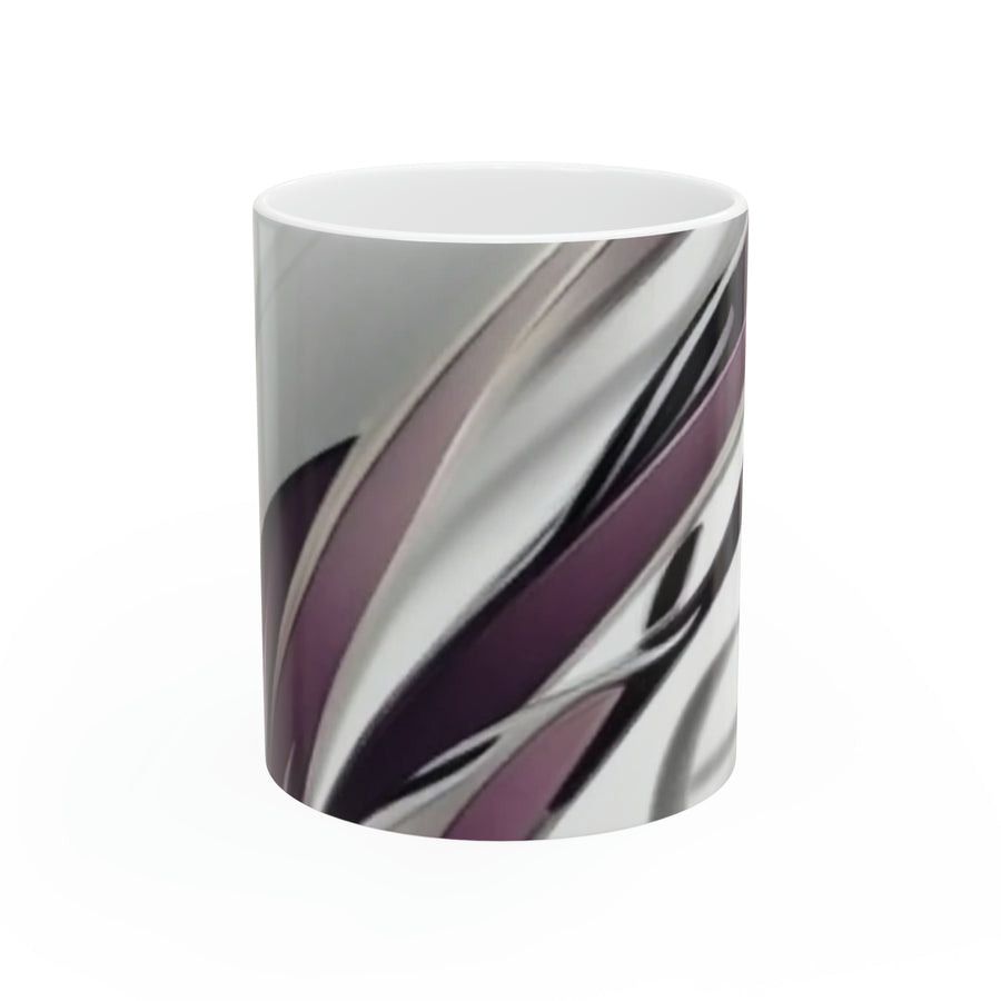 Ceramic Mug 11oz- Purple and White Decorative Mug