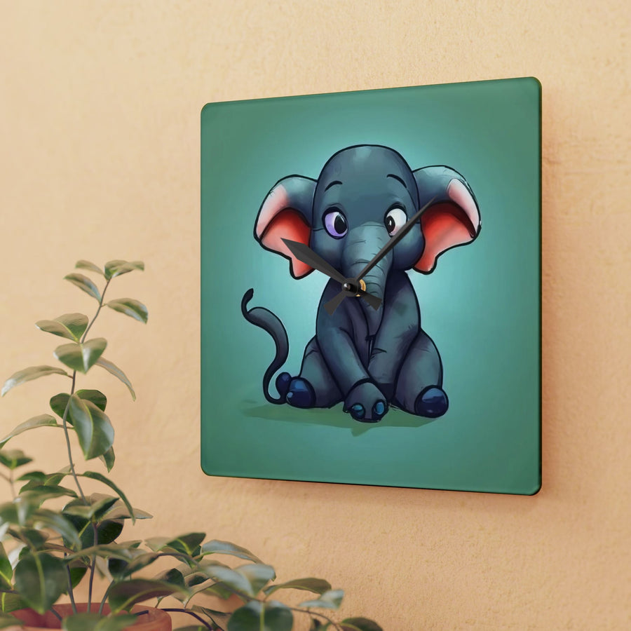 Acrylic Wall Clock- Baby elephant