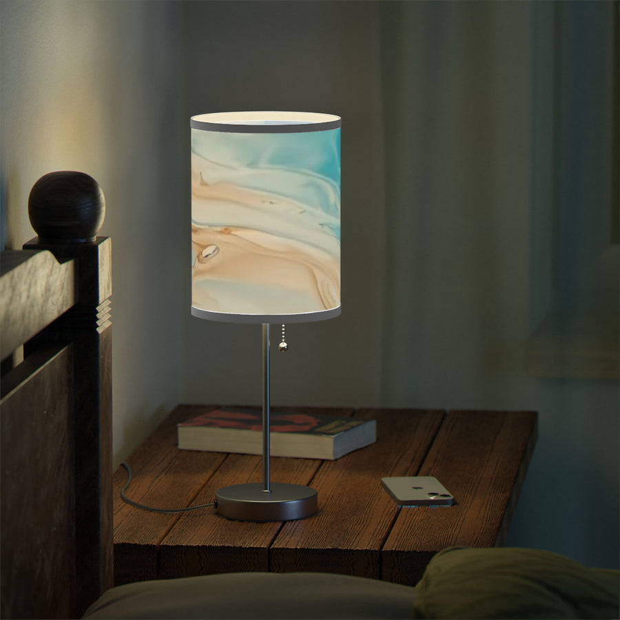 Sand and Blue Elegant Abstract Table Lamp - Coastal Home Decor for Relaxing Spaces