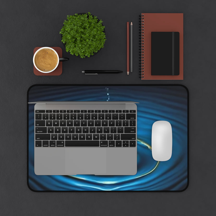 Desk Mat-Water Drop with Gold Rim Desk Mat.