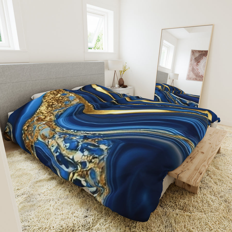 Duvet Cover-Blue and Gold
