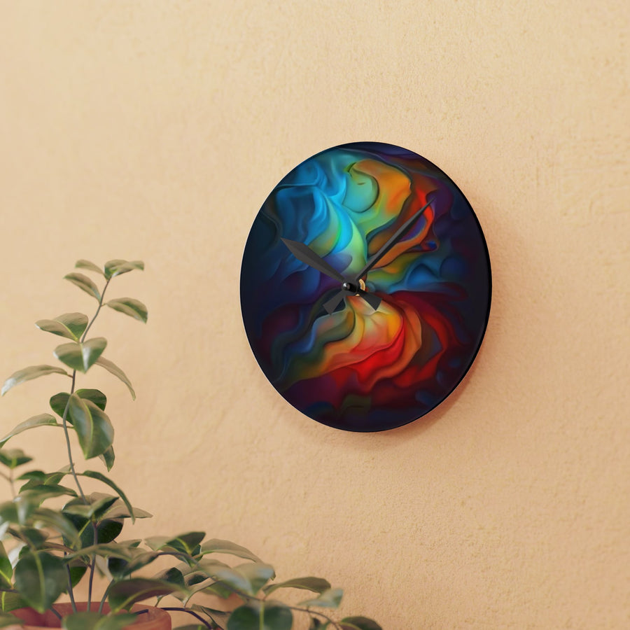 Acrylic Wall Clock-Rainbow abstract colors