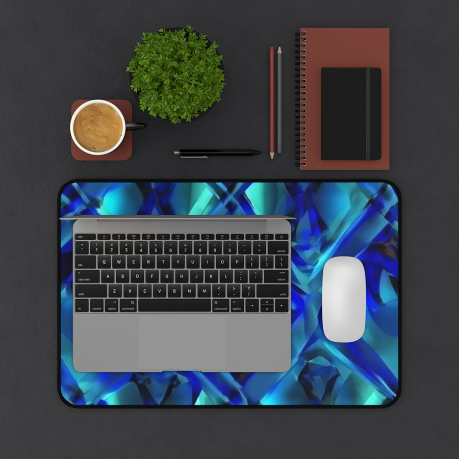 Desk Mat-Blue Green Diamonds