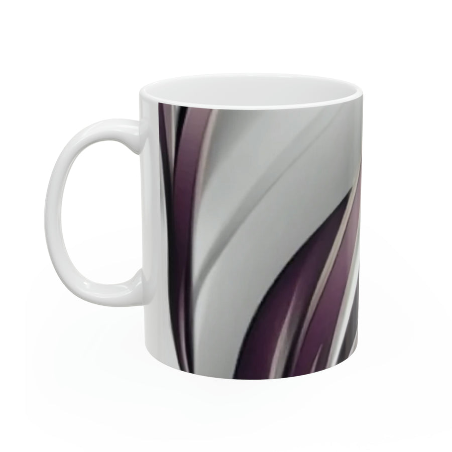 Ceramic Mug 11oz- Purple and White Decorative Mug