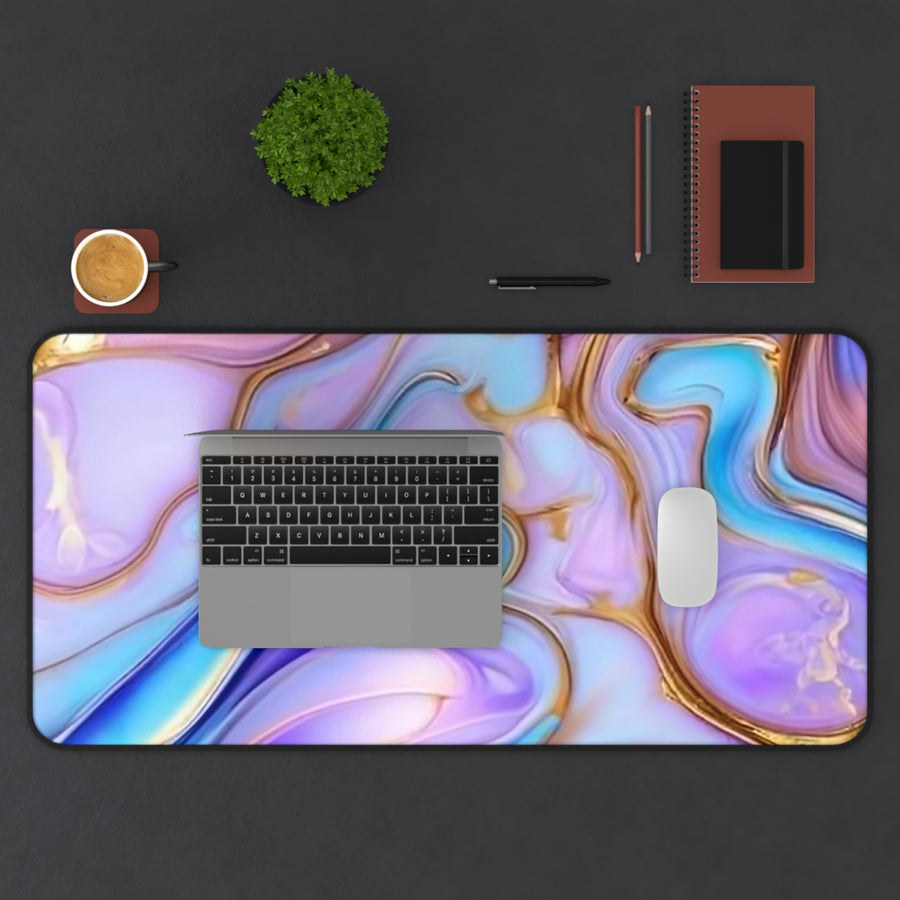 Desk Mat-Abstract pinks, blues, and golds