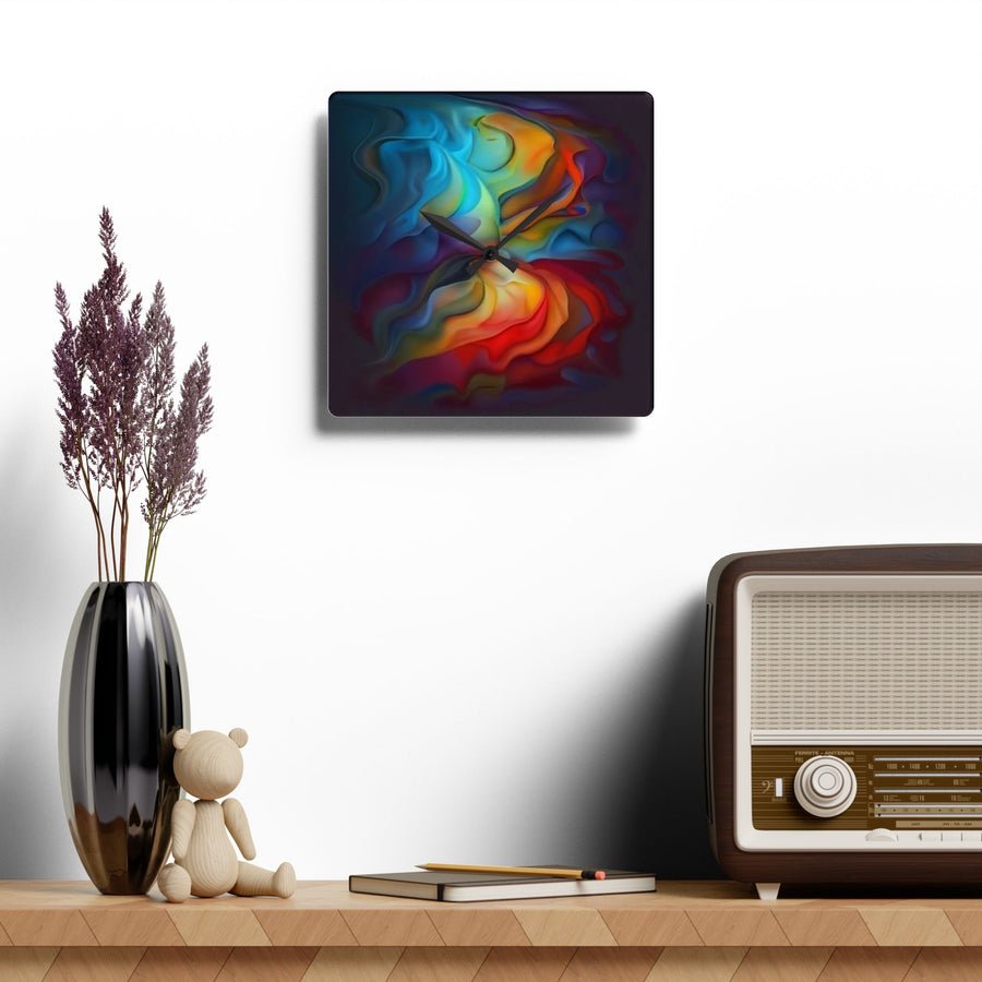 Acrylic Wall Clock-Rainbow abstract colors