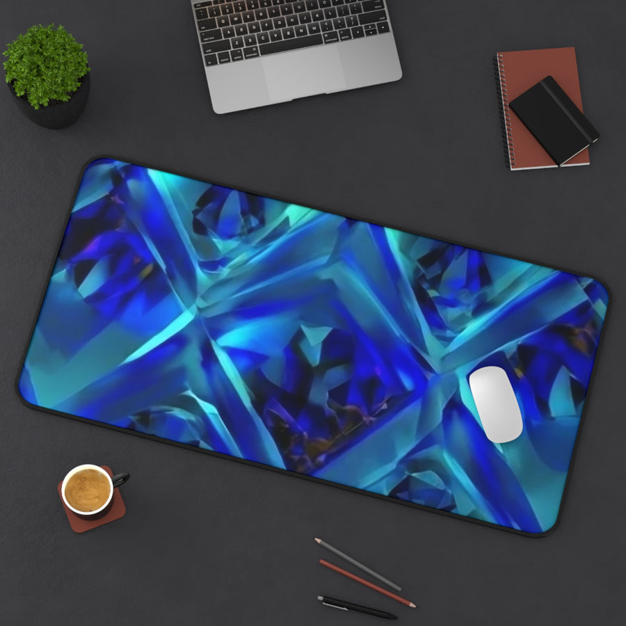 Desk Mat-Blue Green Diamonds