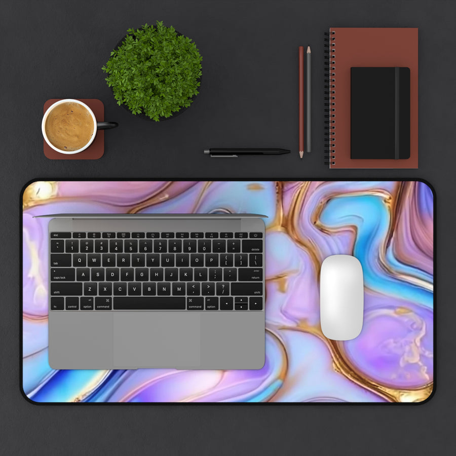 Desk Mat-Abstract pinks, blues, and golds