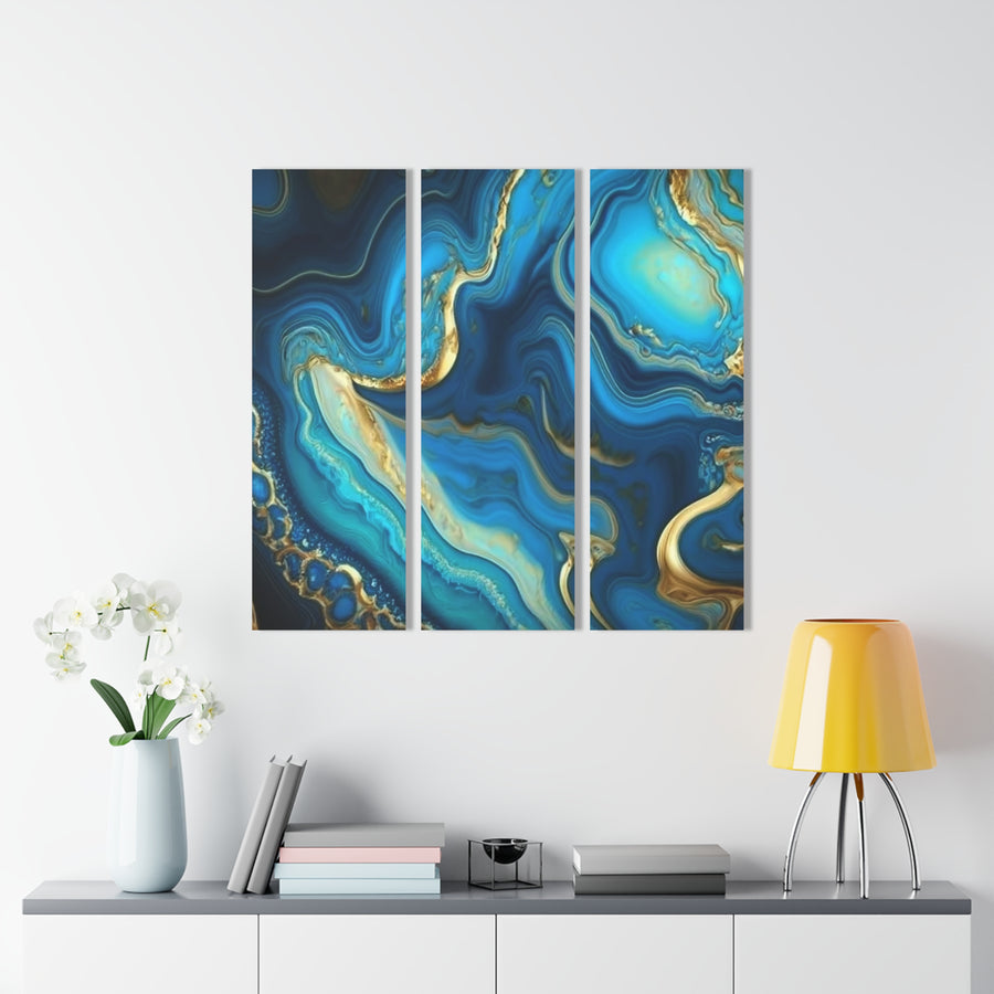 Acrylic Prints (Triptych)-Turquoise Agate Abstract Art