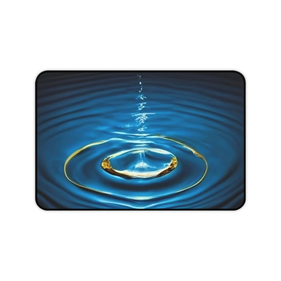 Desk Mat-Water Drop with Gold Rim Desk Mat.