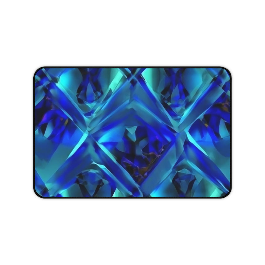 Desk Mat-Blue Green Diamonds