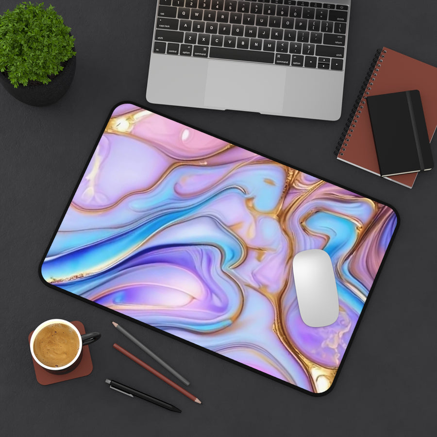 Desk Mat-Abstract pinks, blues, and golds
