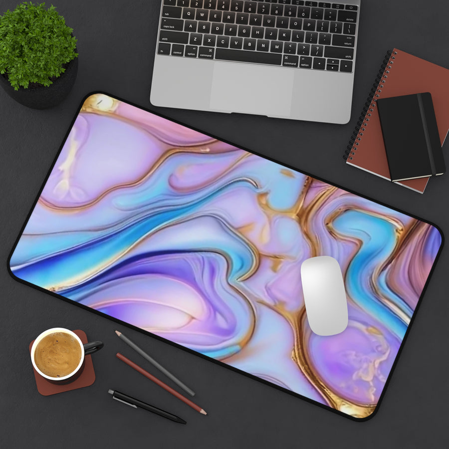 Desk Mat-Abstract pinks, blues, and golds