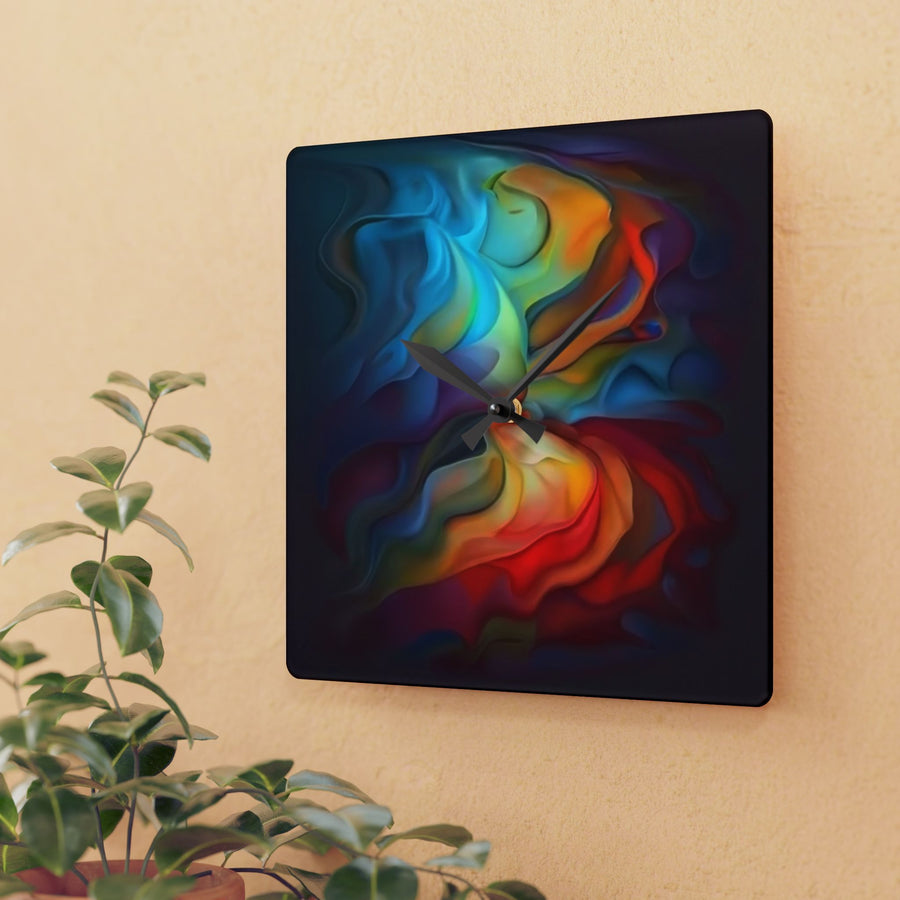 Acrylic Wall Clock-Rainbow abstract colors