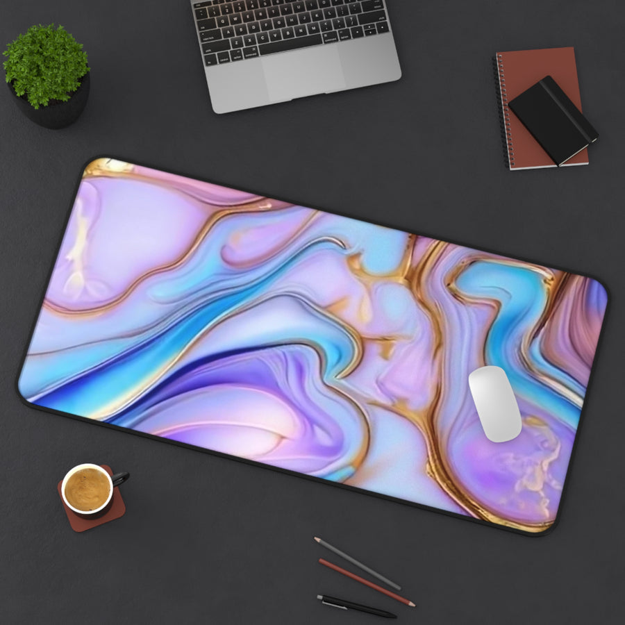 Desk Mat-Abstract pinks, blues, and golds