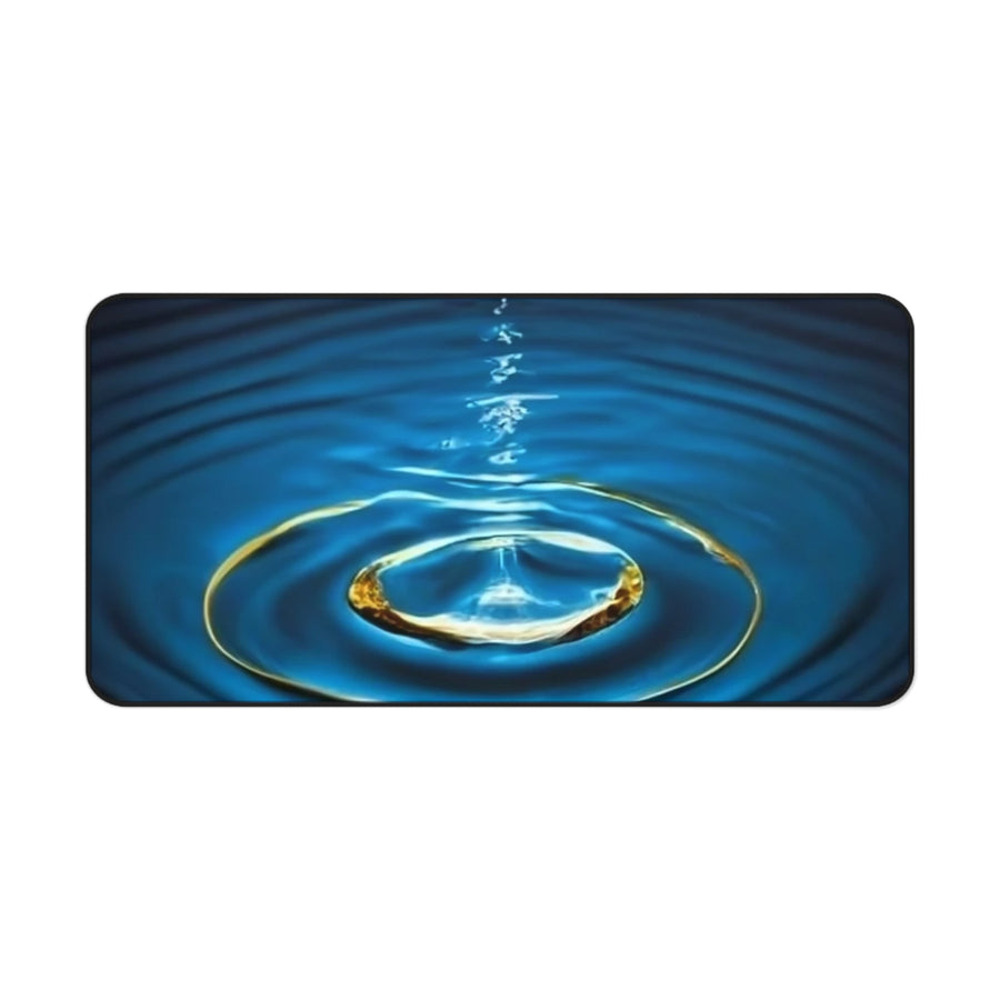 Desk Mat-Water Drop with Gold Rim Desk Mat.