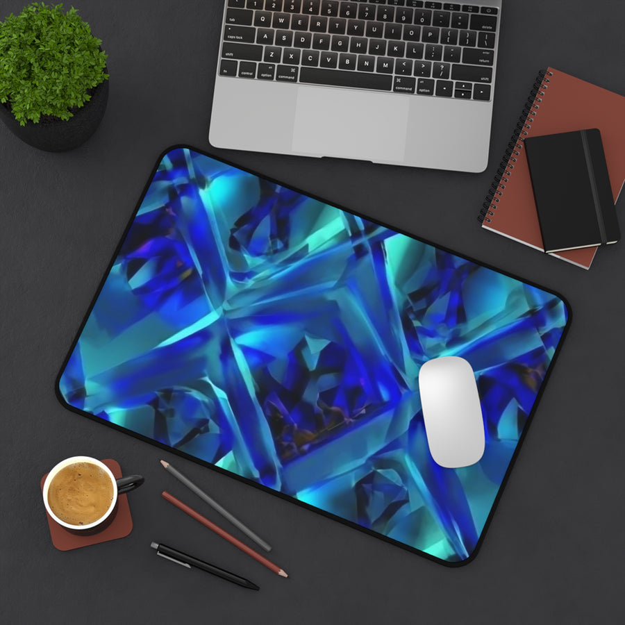 Desk Mat-Blue Green Diamonds