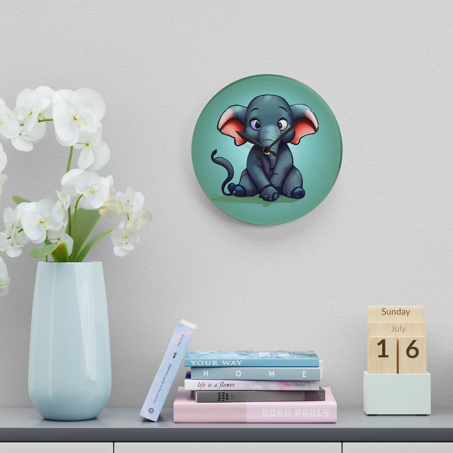 Acrylic Wall Clock- Baby elephant
