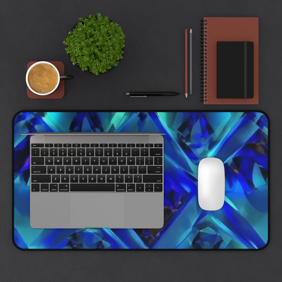 Desk Mat-Blue Green Diamonds