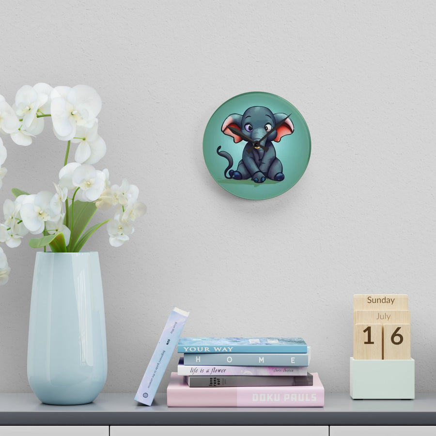 Acrylic Wall Clock- Baby elephant