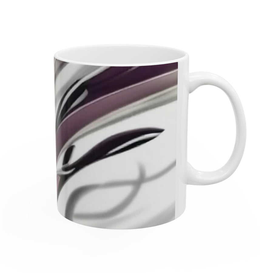 Ceramic Mug 11oz- Purple and White Decorative Mug