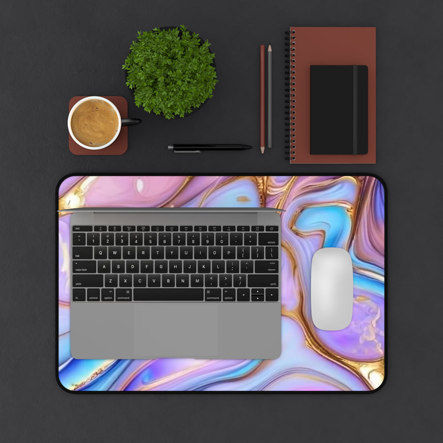 Desk Mat-Abstract pinks, blues, and golds