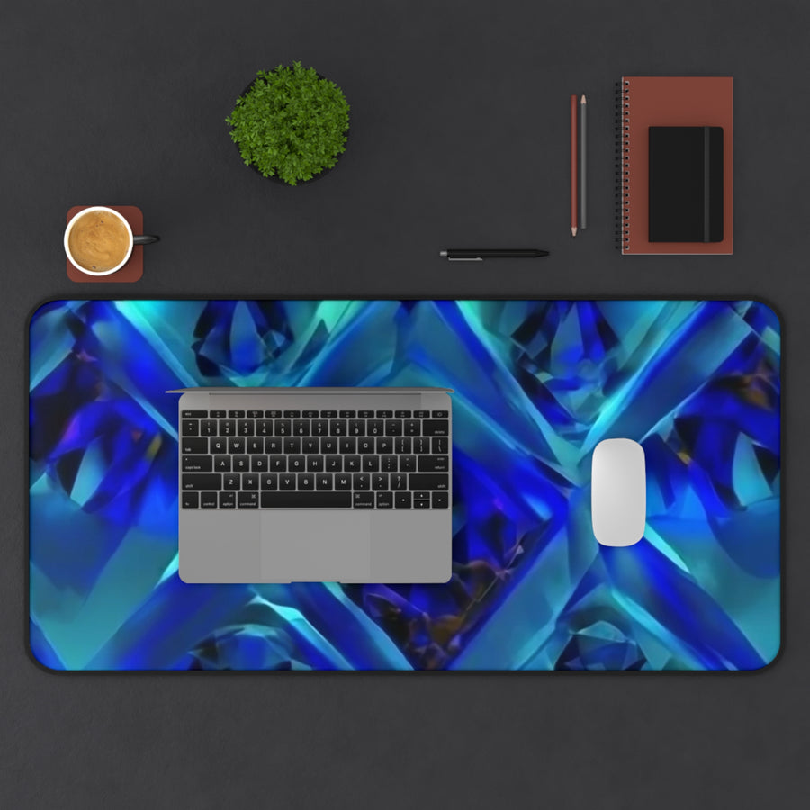 Desk Mat-Blue Green Diamonds