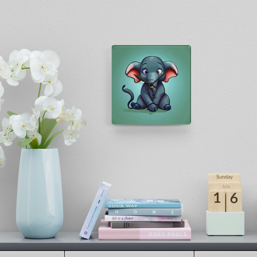 Acrylic Wall Clock- Baby elephant