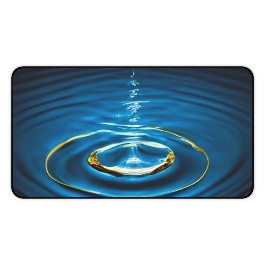 Desk Mat-Water Drop with Gold Rim Desk Mat.