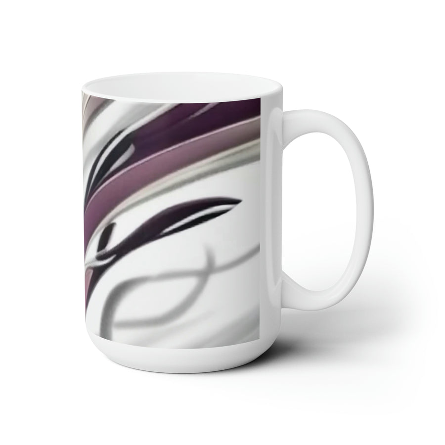 Ceramic Mug 15oz- Purple and white abstract decorative mug