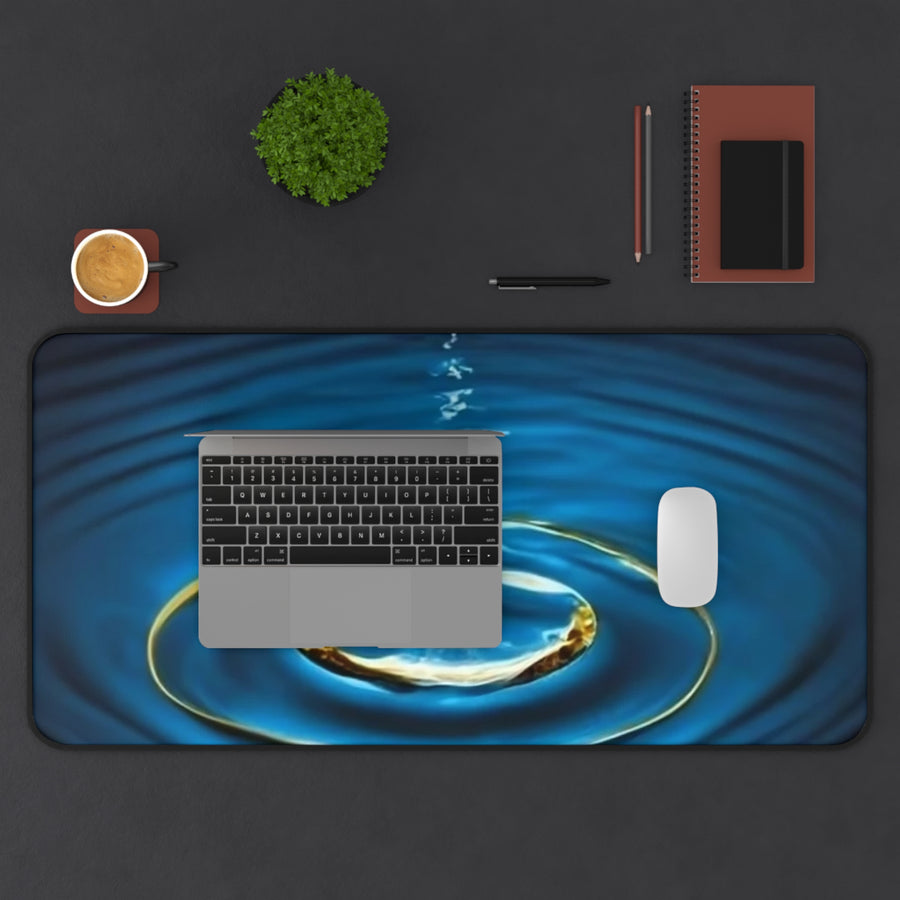 Desk Mat-Water Drop with Gold Rim Desk Mat.