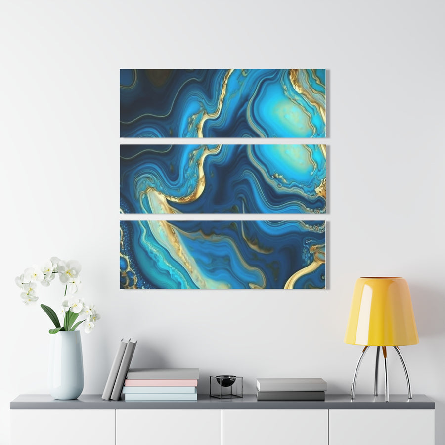 Acrylic Prints (Triptych)-Turquoise Agate Abstract Art