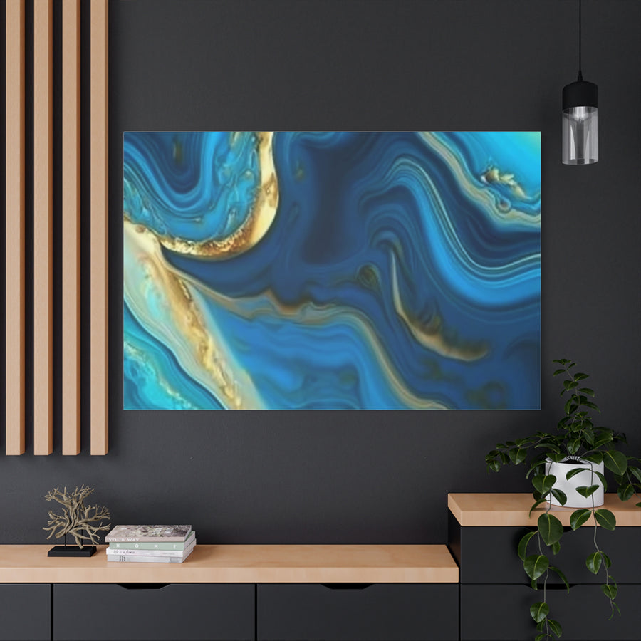 Blue Ocean Abstract Matte Canvas Wall Art