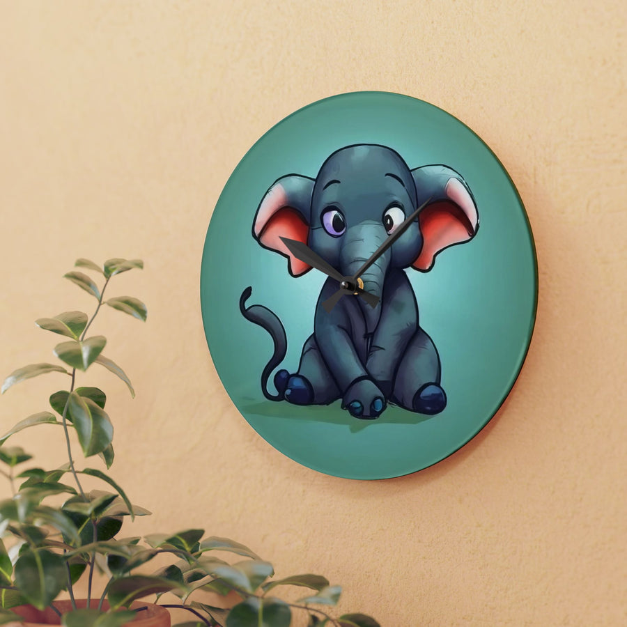Acrylic Wall Clock- Baby elephant