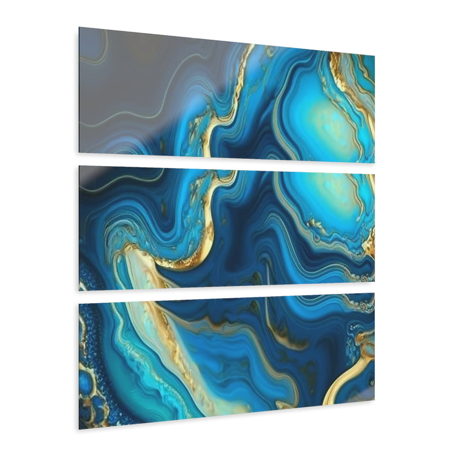 Acrylic Prints (Triptych)-Turquoise Agate Abstract Art