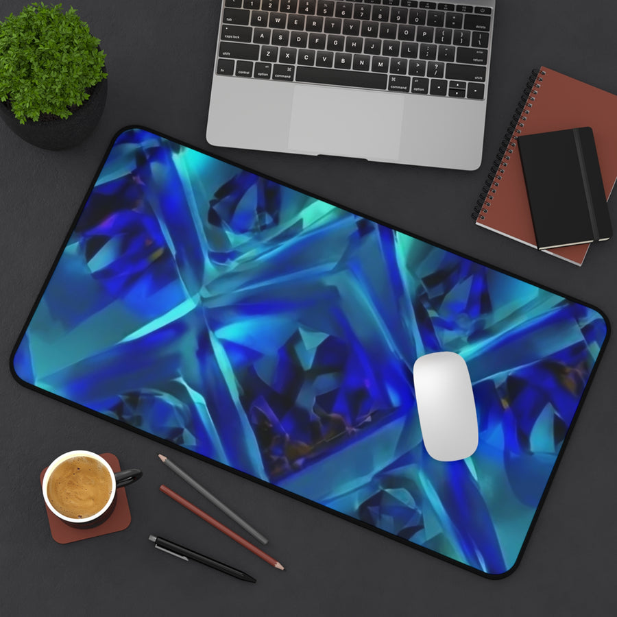 Desk Mat-Blue Green Diamonds
