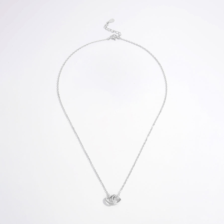 925 Sterling Silver Inlaid Zircon Heart Necklace