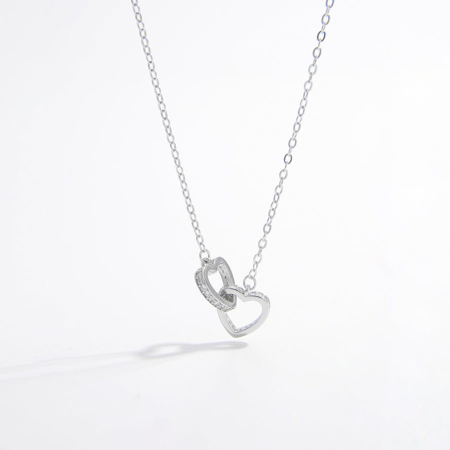 925 Sterling Silver Inlaid Zircon Heart Necklace