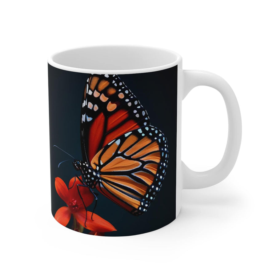 Mug 11oz-Monarch Butterfly & Red Flower&#39;