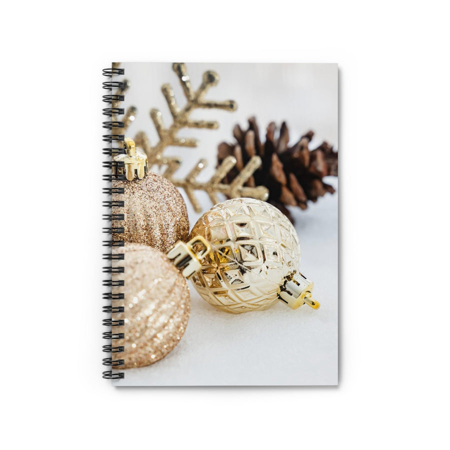 Spiral Notebook - Ruled Line-Gold Ornaments on Snow&#39; 118 pges