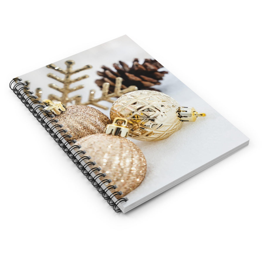 Spiral Notebook - Ruled Line-Gold Ornaments on Snow&#39; 118 pges