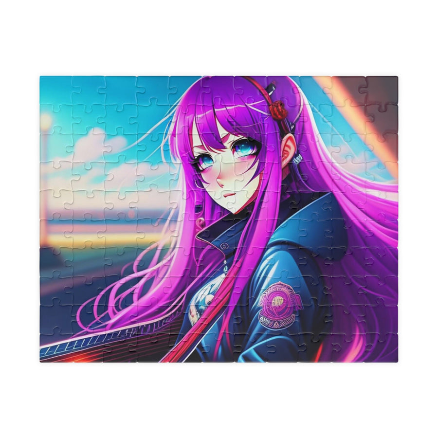 Puzzle (110, 252, 500, 1014-piece)-Purple-Haired Anime Girl Glossy Puzzle