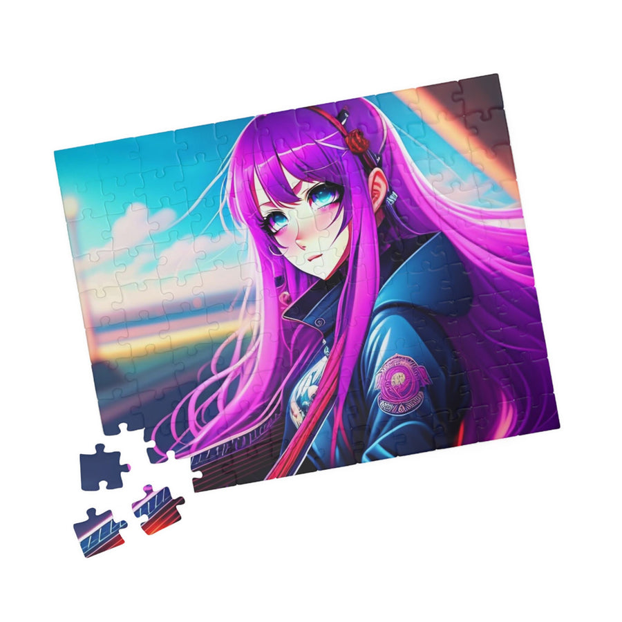 Puzzle (110, 252, 500, 1014-piece)-Purple-Haired Anime Girl Glossy Puzzle