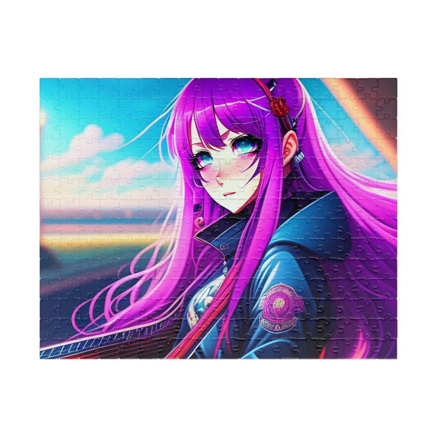 Puzzle (110, 252, 500, 1014-piece)-Purple-Haired Anime Girl Glossy Puzzle