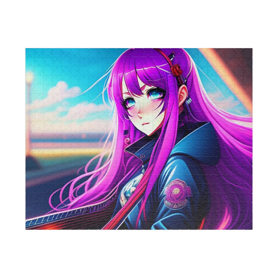 Puzzle (110, 252, 500, 1014-piece)-Purple-Haired Anime Girl Glossy Puzzle