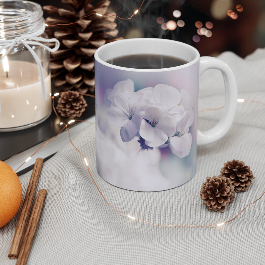 Mug 11oz Lilac and White Geraniums