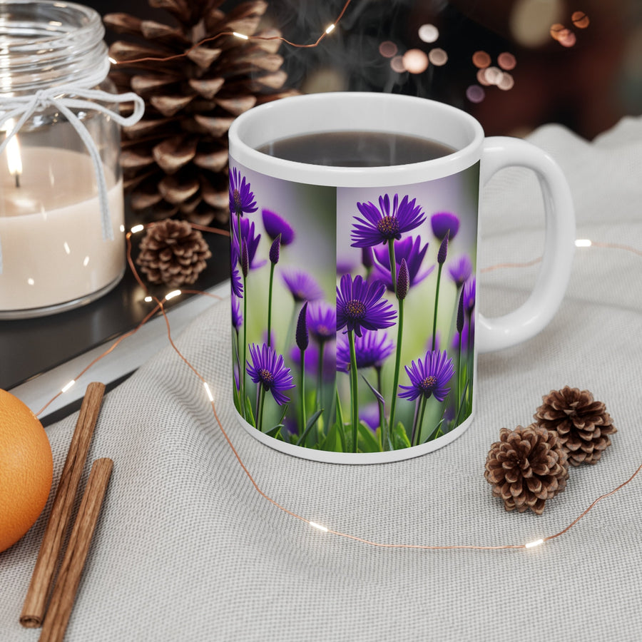 Purple flowers in a field Mug 11oz