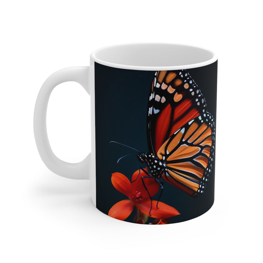 Mug 11oz-Monarch Butterfly & Red Flower&#39;